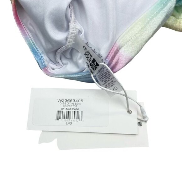 NWT QUINTSOUL Oasis Of The Seas Bolero Bikini Swim Top Sz Large Multi Pastel - Picture 3 of 4